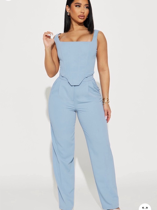 Fashion Nova Pants - Fashion Nova Powder Blue Square-Neck Jumpsuit